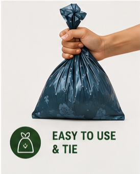 Scarab Alley dog waste bag tied securely for easy disposal